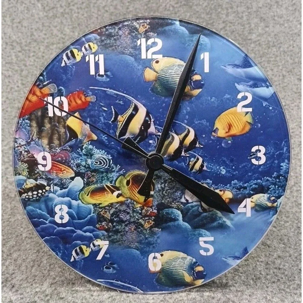 Ocean Beach House  Decorative Wall Clocks Blue Fun Aquatic Fish Marine Life